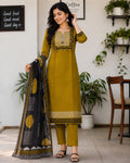 Sitara Mehendi Green Kurti Set