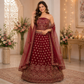 MAROON VELVET LEHENGA