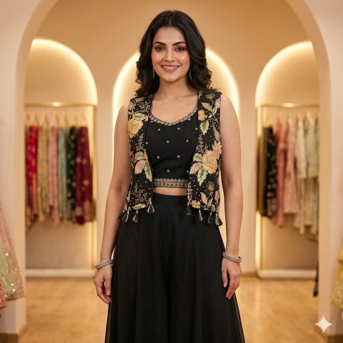 BLACK AABHA SHARARA