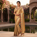 CHAMPAGNE GOLD / BEIGE SATIN SILK SAREE