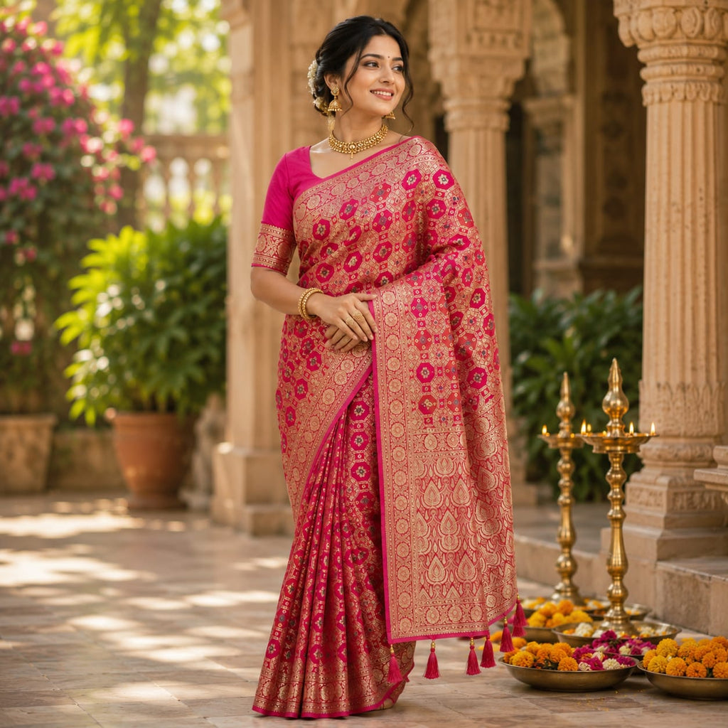 RANI PINK PATOLA STYLE BANARASI SILK SAREE