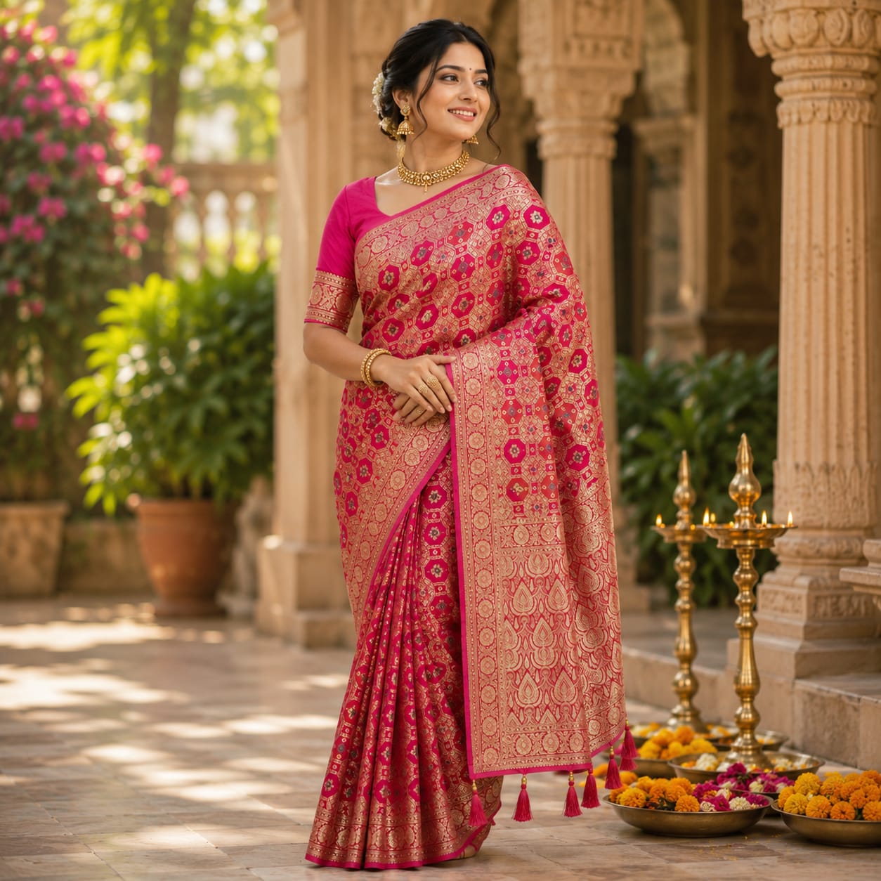 RANI PINK PATOLA STYLE BANARASI SILK SAREE