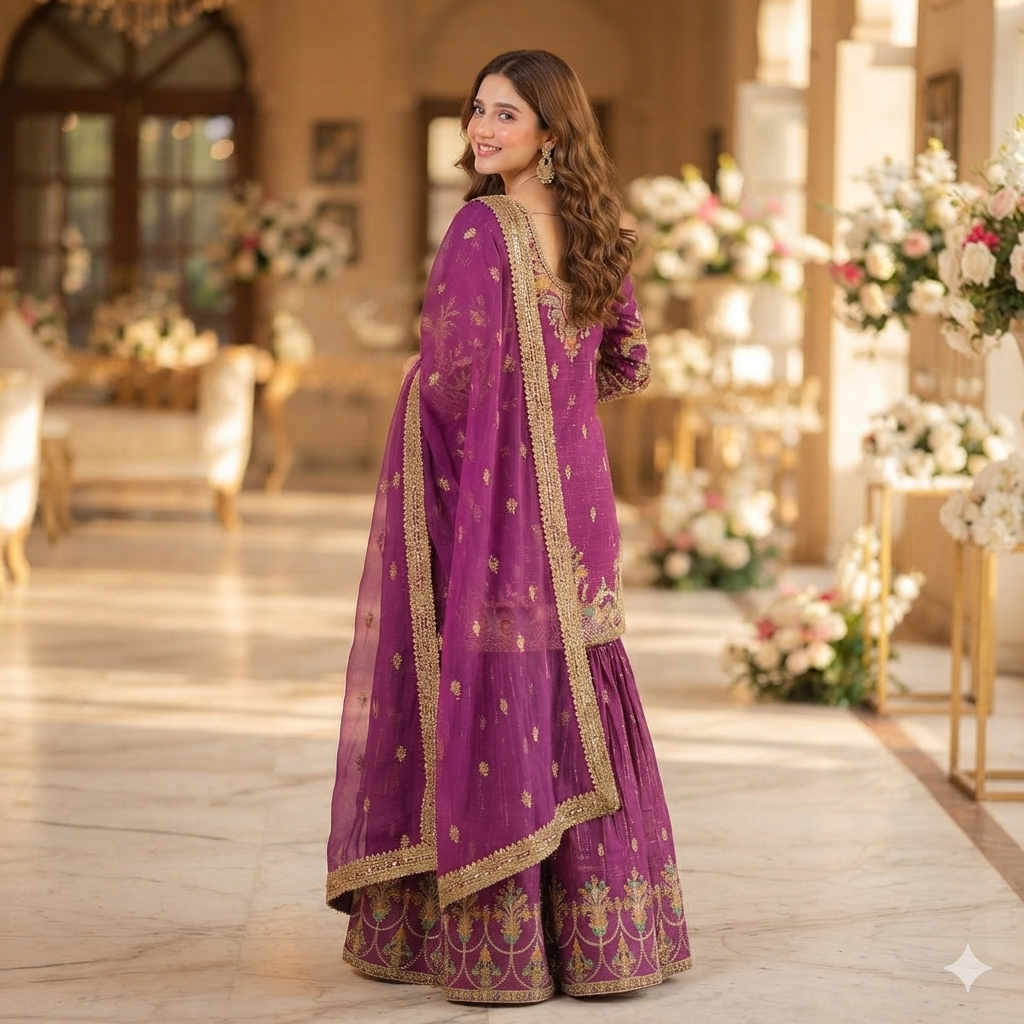 DEEP WINE PURPLE DAZZLE SHARARA