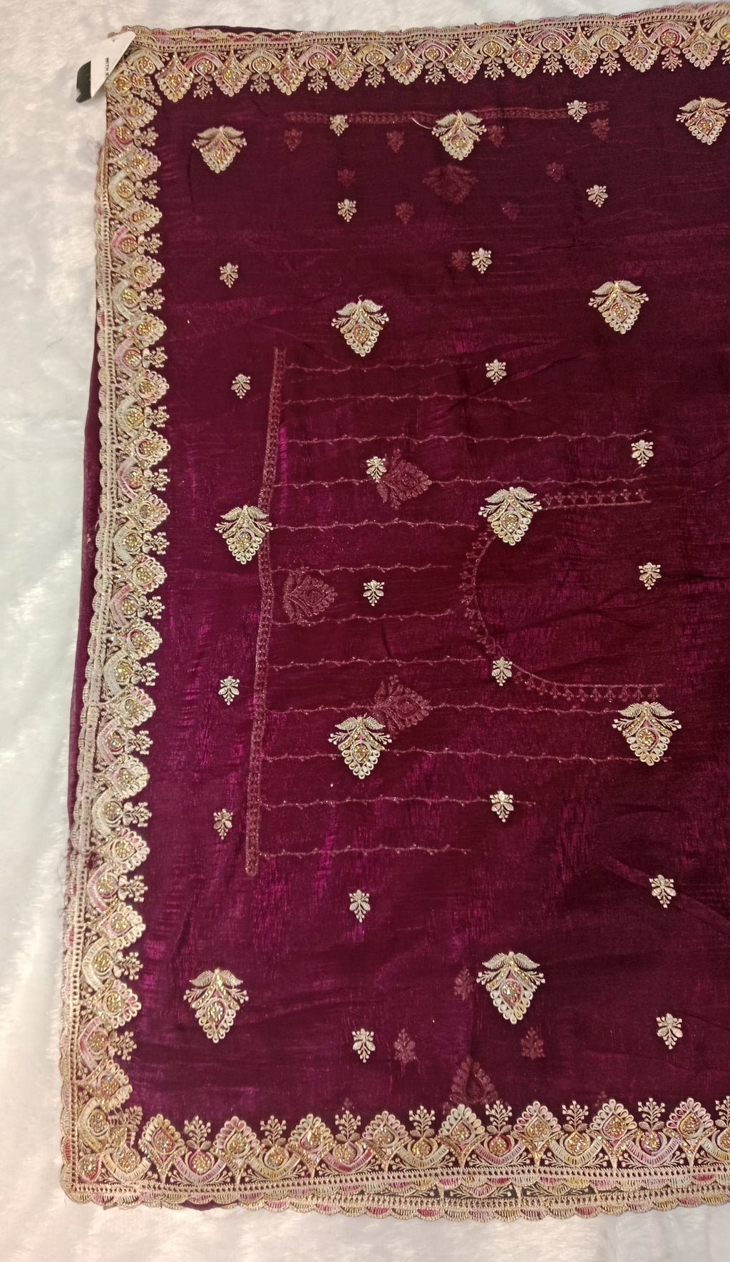 PLUM/WINE PURPLE ORGANZA TISSUE SAREE