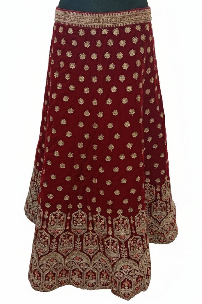 MAROON VELVET LEHENGA