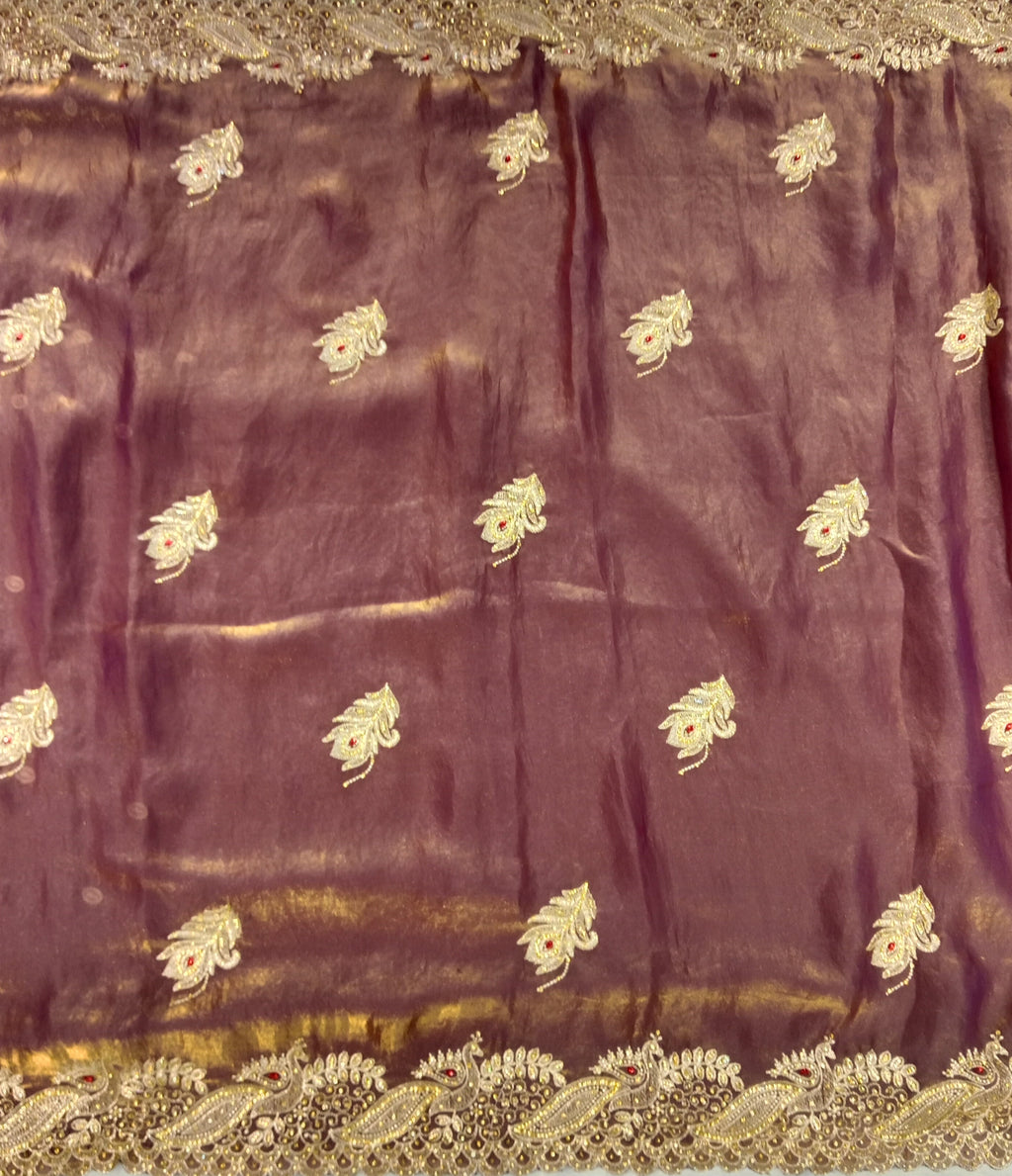 DUSTY ROSE+GOLD SAREE