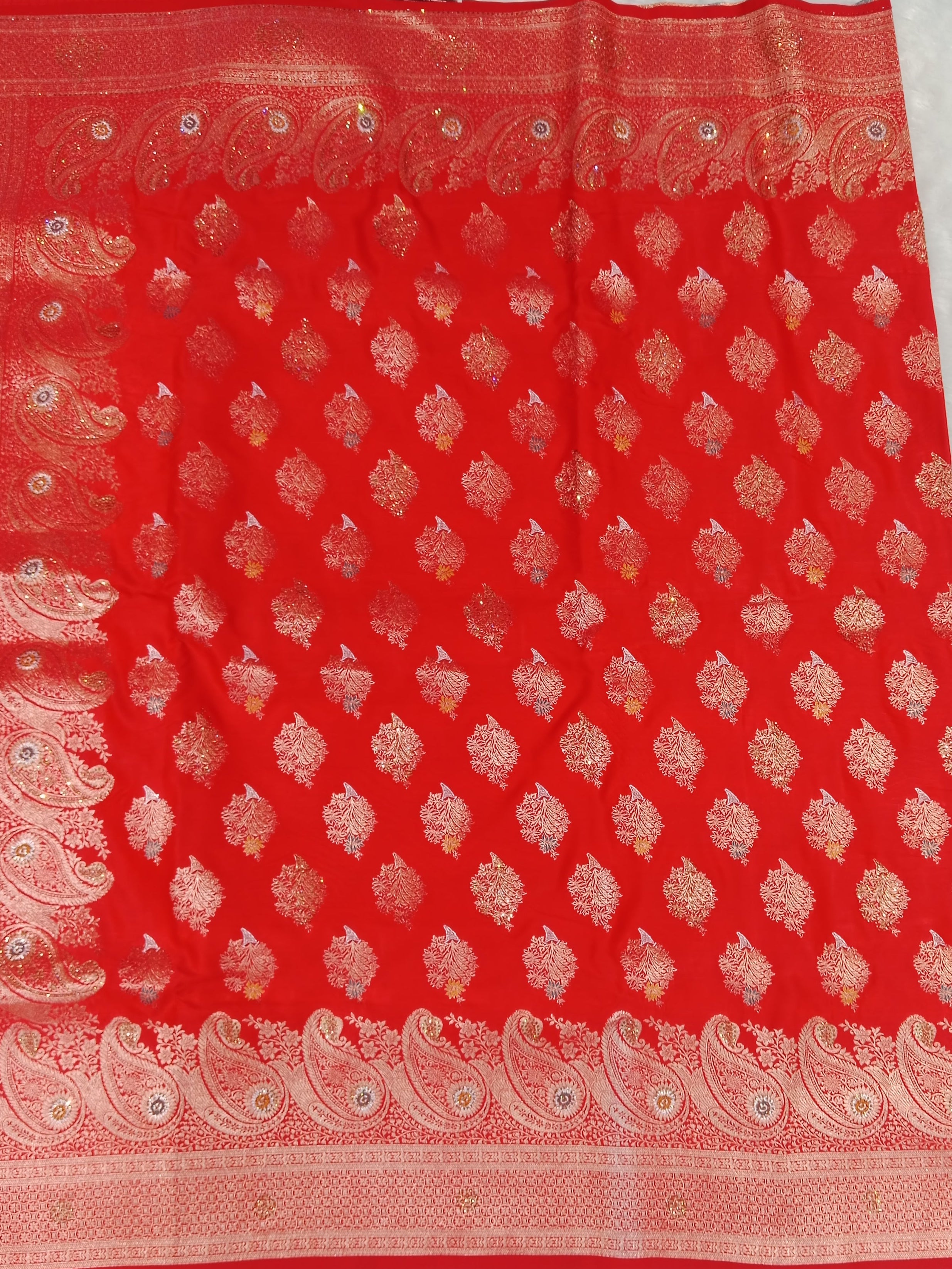 TOMATO  RED BANARASI SILK SAREE