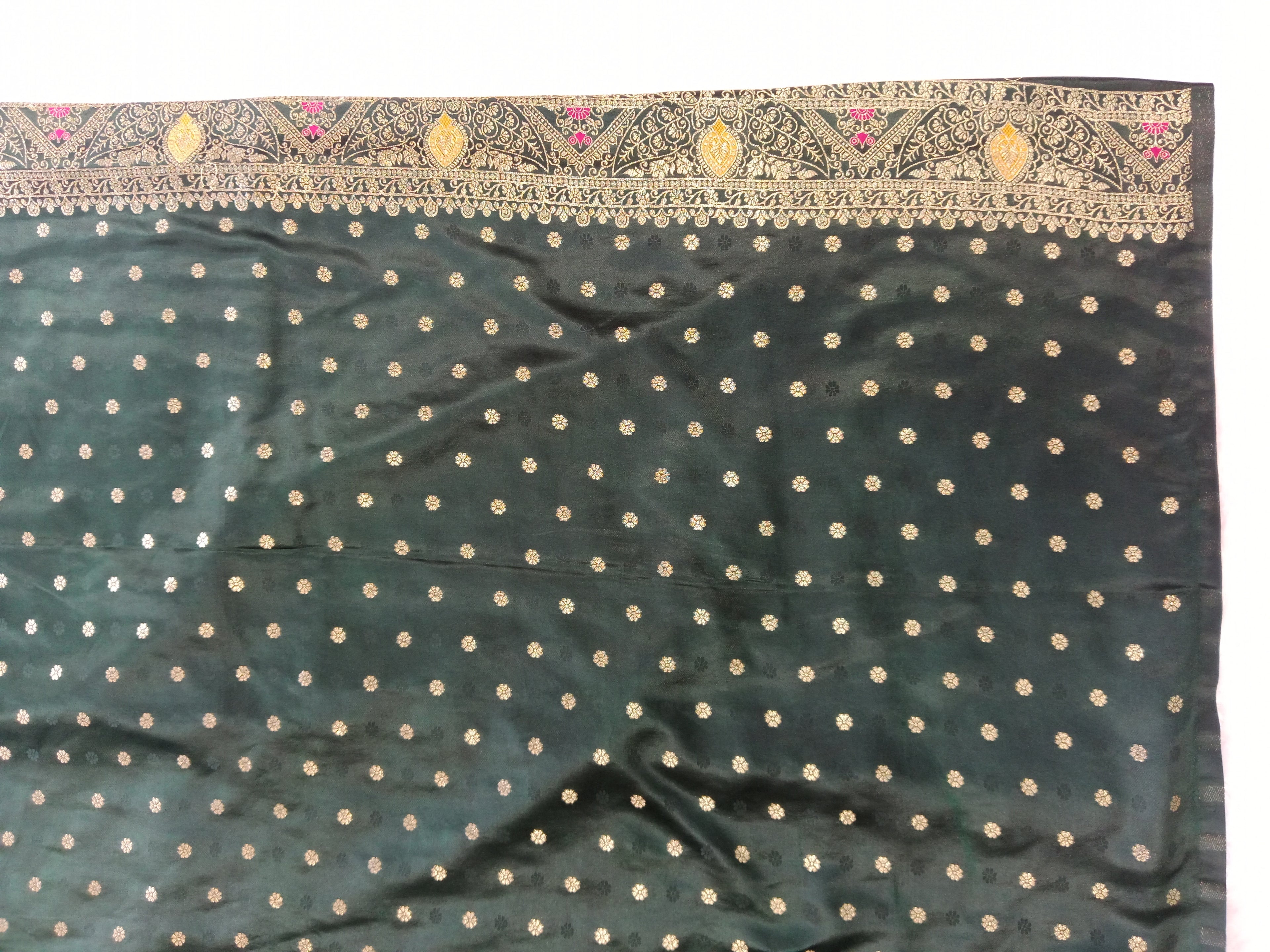 BOTTLE GREEN MAROON BANARASI SILK SAREE