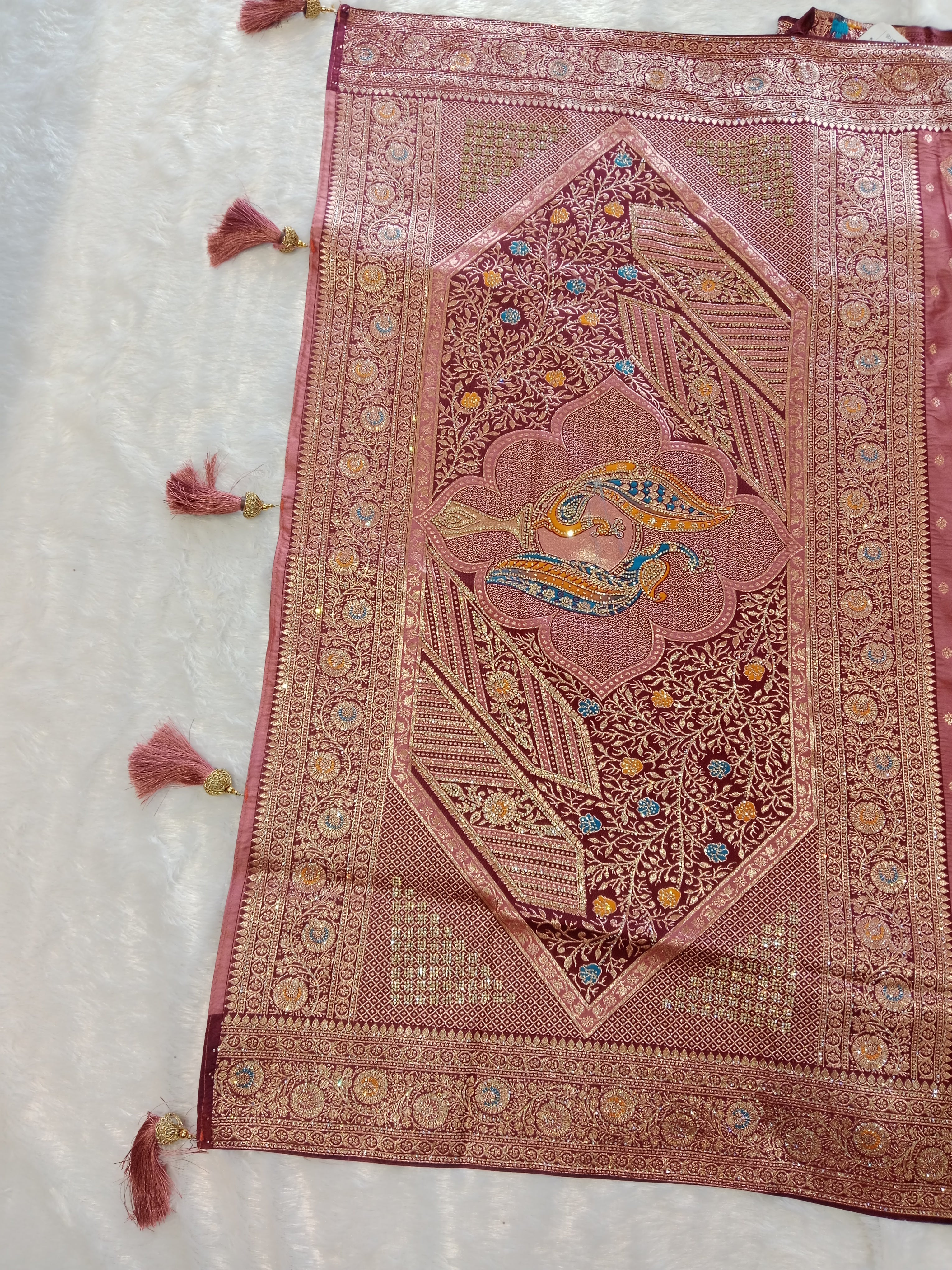 DUSTY ROSE GOLD BANARASI SILK SAREE
