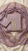 MAUVE PURPLE EMBROIDERED DRESS MATERIAL