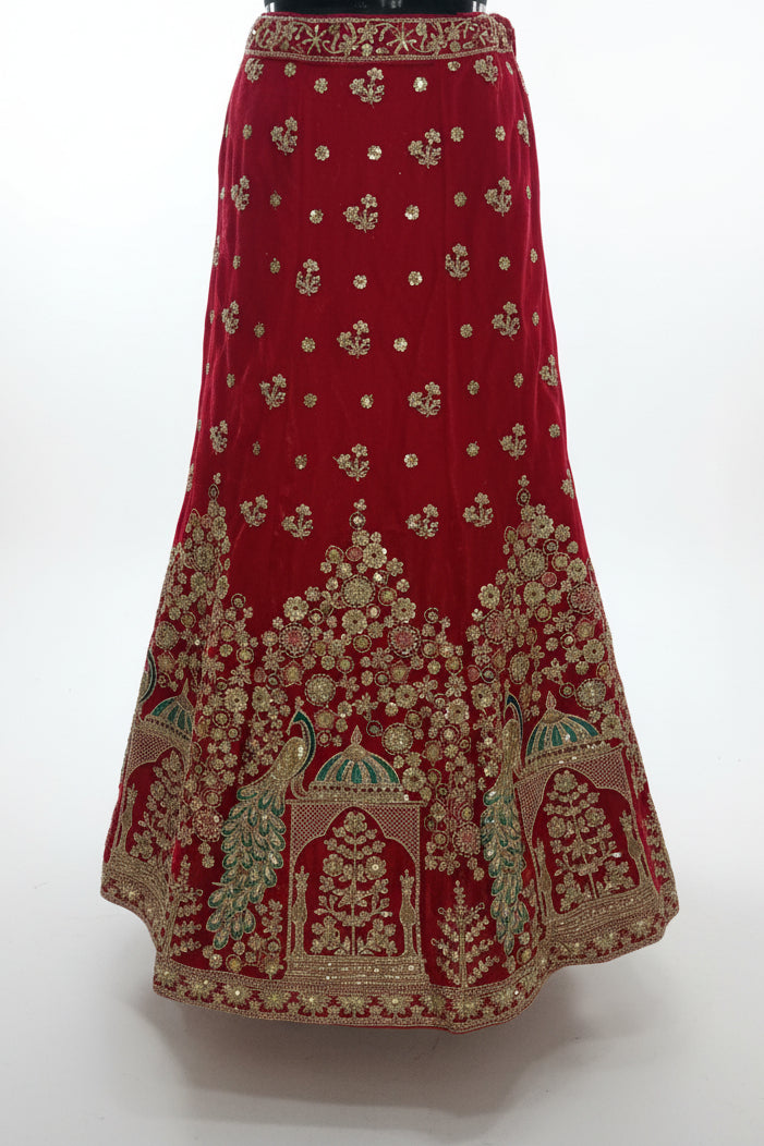 RED VELVET LEHENGA