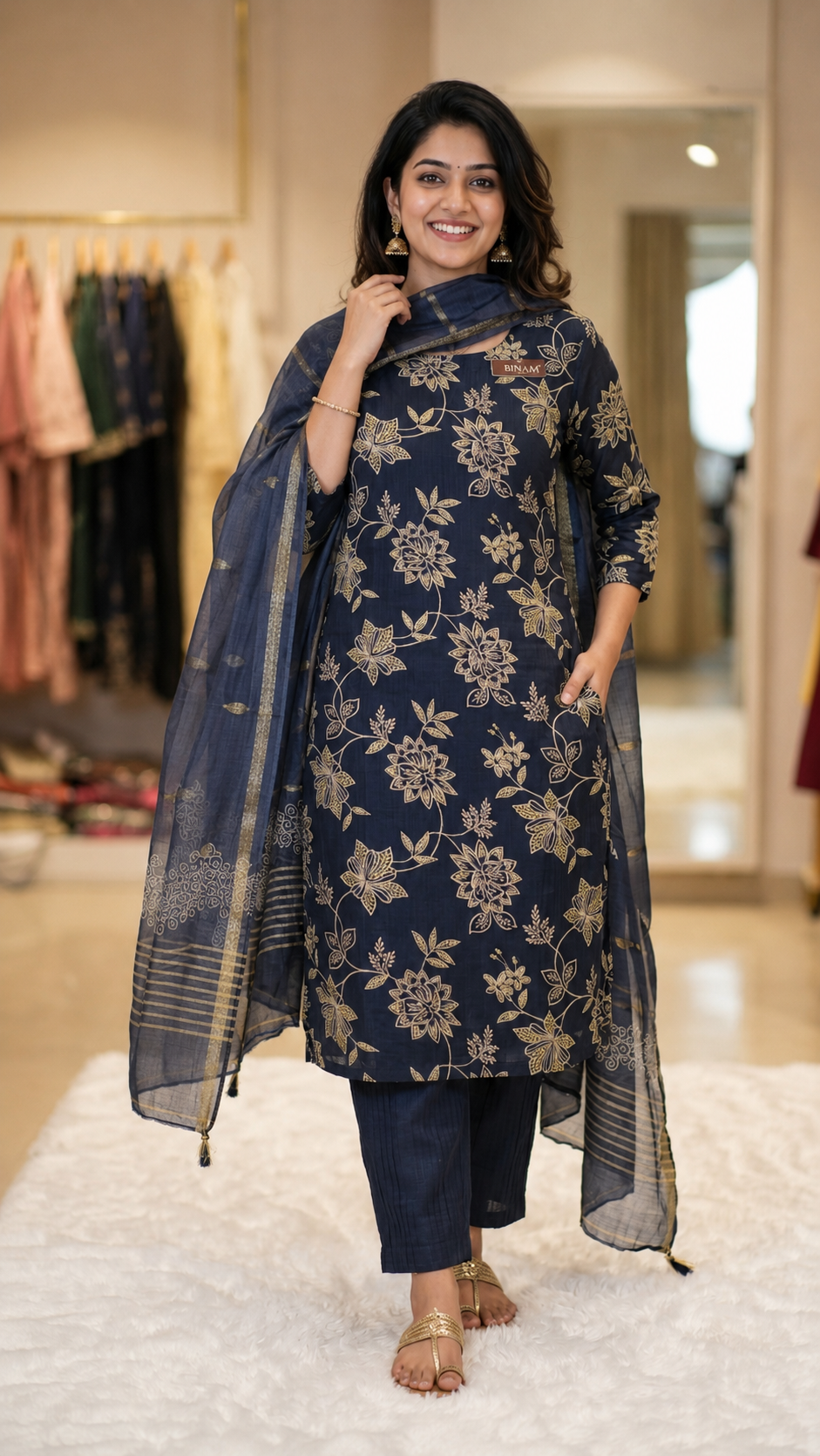 NAVY BLUE KURTI SET