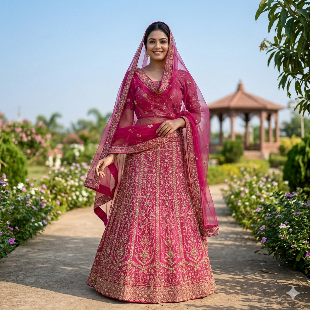 RANI PINK ORGANZA LEHENGA
