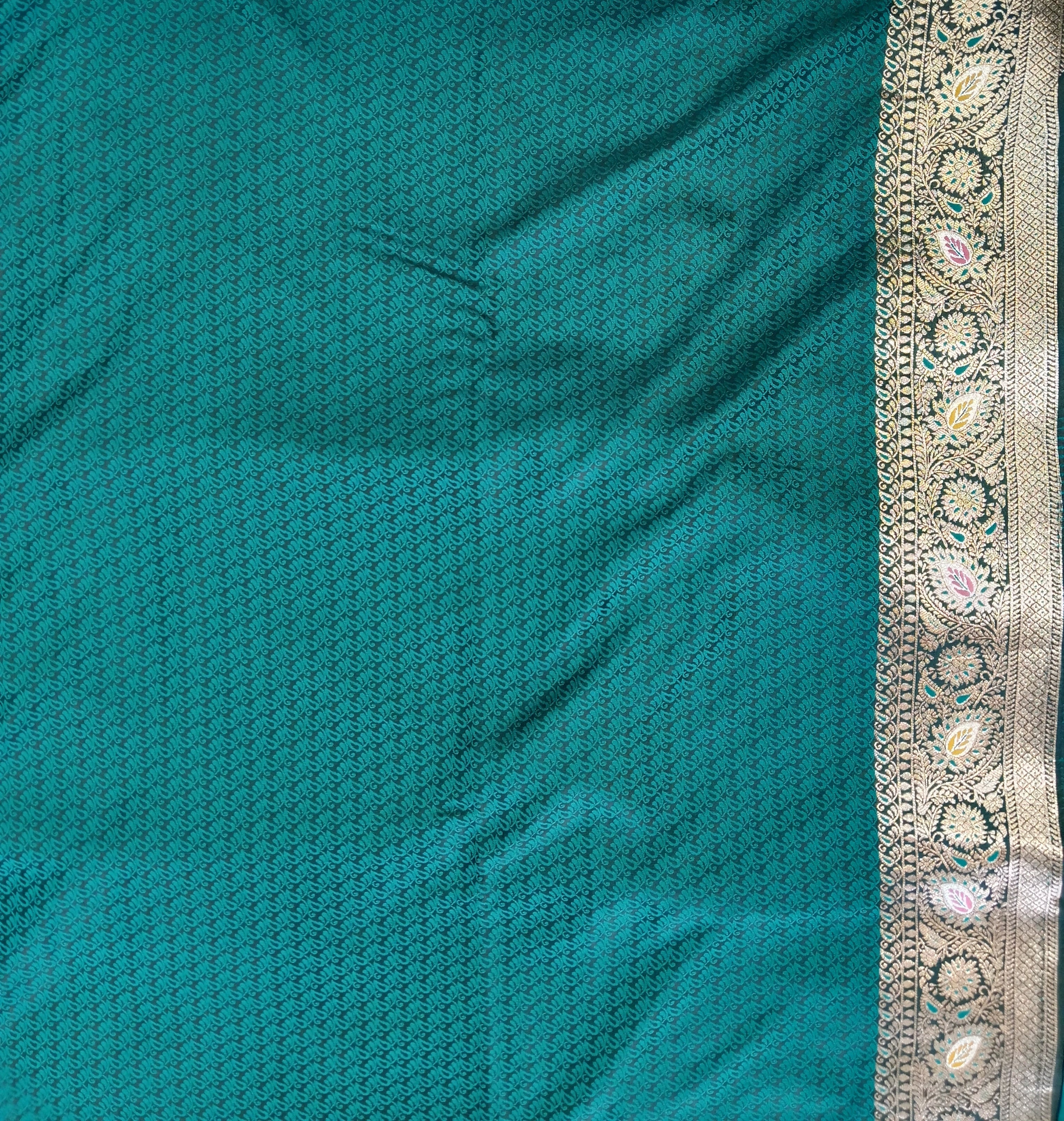 PEACOCK  TEAL BANARASI SILK SAREE