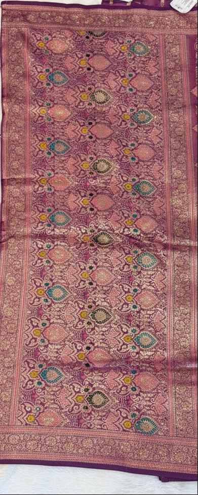 DEEP JAMUNI PURPLE BANARASI SILK SAREE WITH GOLD BUTTAS