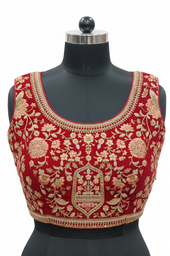 MAROON VELVET LEHENGA