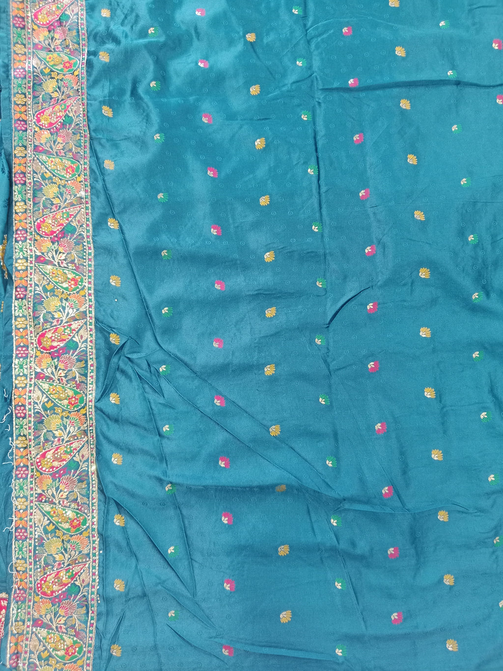 PEACOCK BLUE MULTICOLOUR BANARASI SILK SAREE