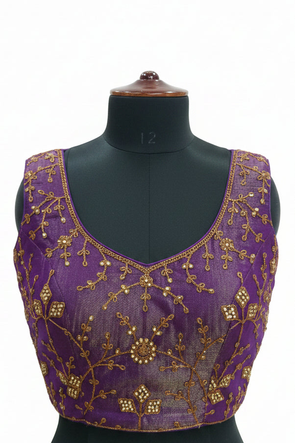 ROYAL PURPLE LEHENGA WITH GOLD ZARI WORK