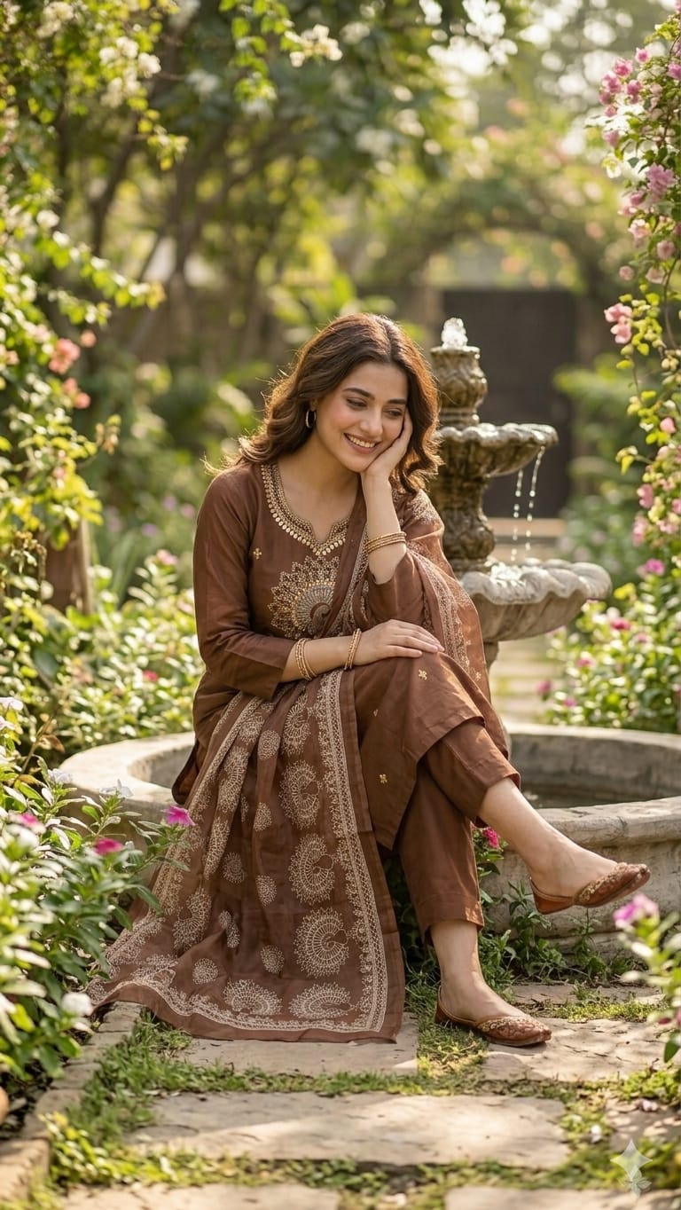 CHOCOLATE BROWN KURTI SET