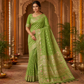 PARROT GREEN BANARASI SILK SAREE
