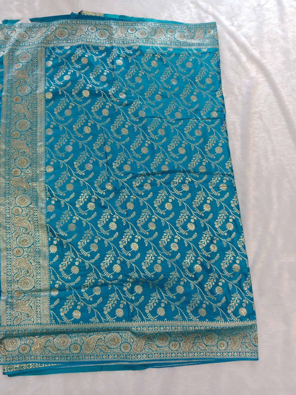FIROZI BLUE  GOLD BANARASI SILK SAREE