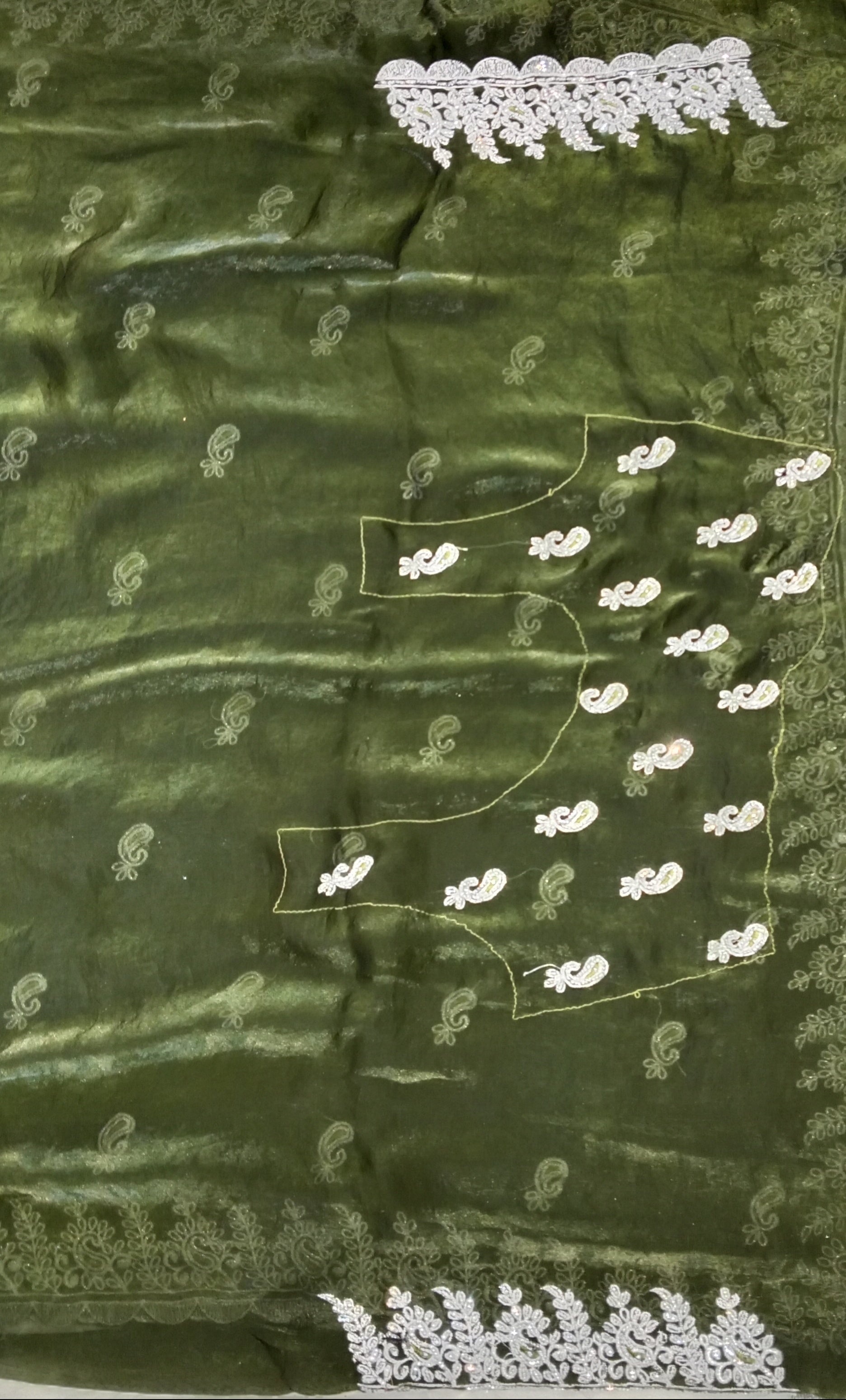 BOTTLE GREEN SAREE