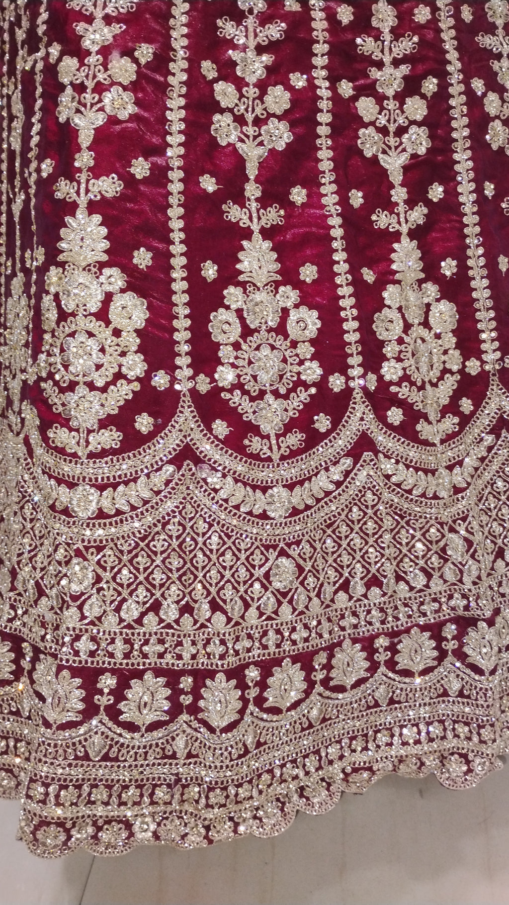 MAROON VELVET GULMOHAR LEHENGA