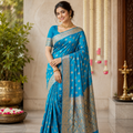 FIROZI TEAL BANARASI SILK SAREE