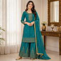 PEACOCK BLUE REGAL SHARARA