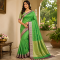PARROT GREEN BANARASI SILK SAREE