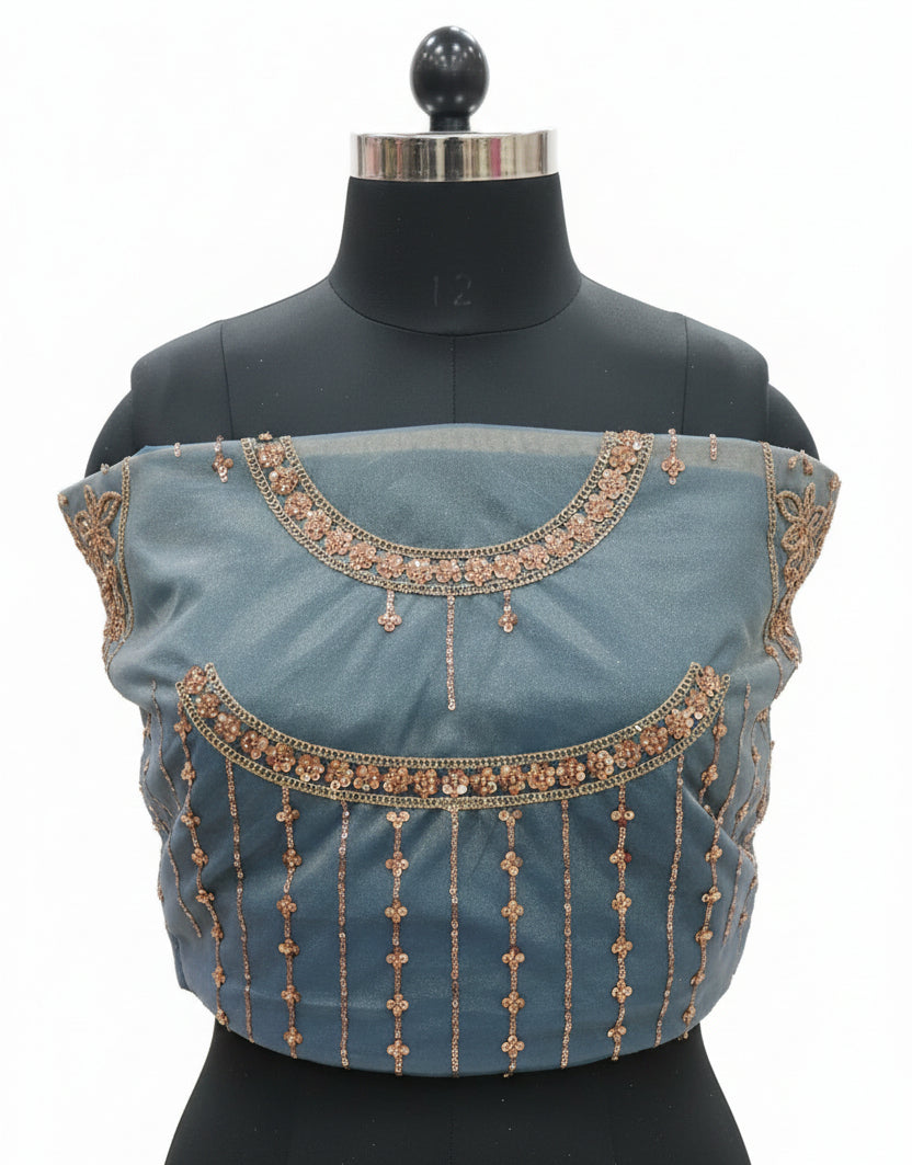 DUSTY BLUE ORGANZA LEHENGA
