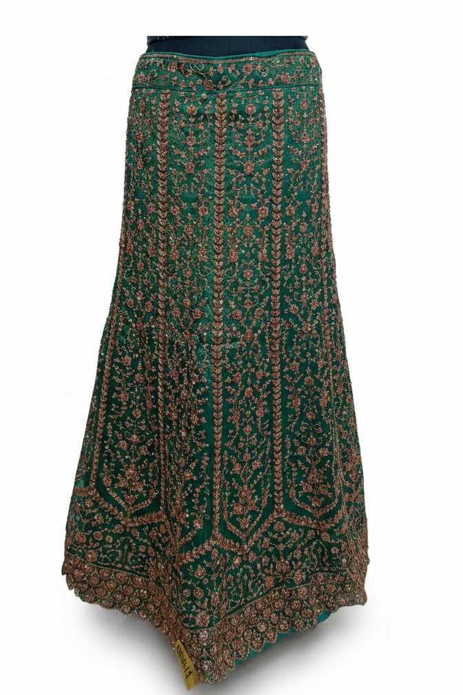 EMERALD GREEN LEHENGA WITH GOLD ZARI WORK