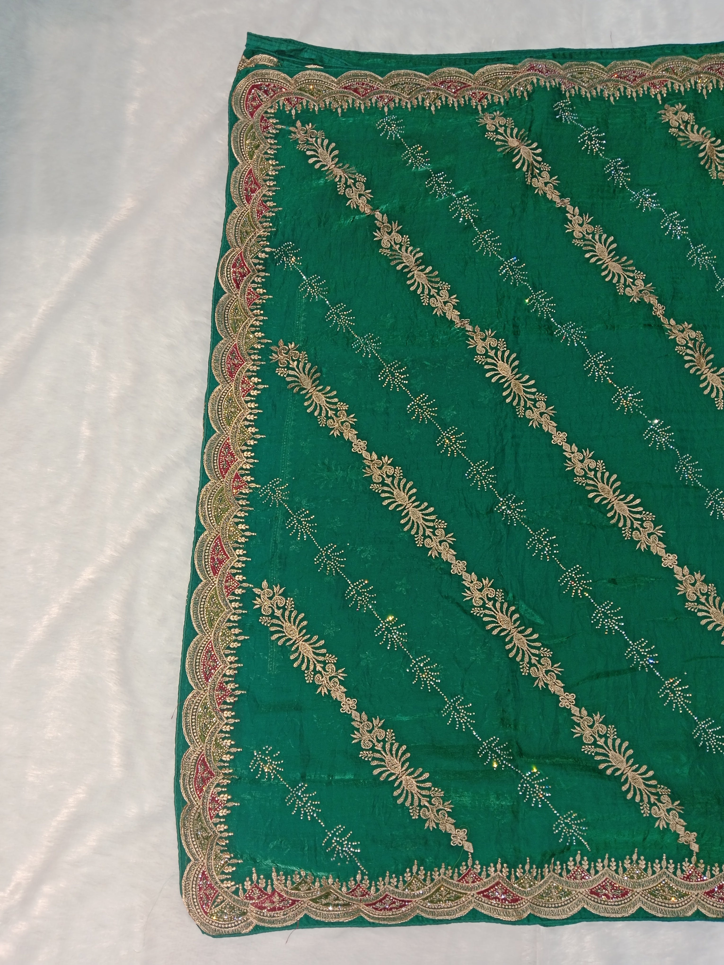 BOTTLE GREEN GEORGETTE SAREE