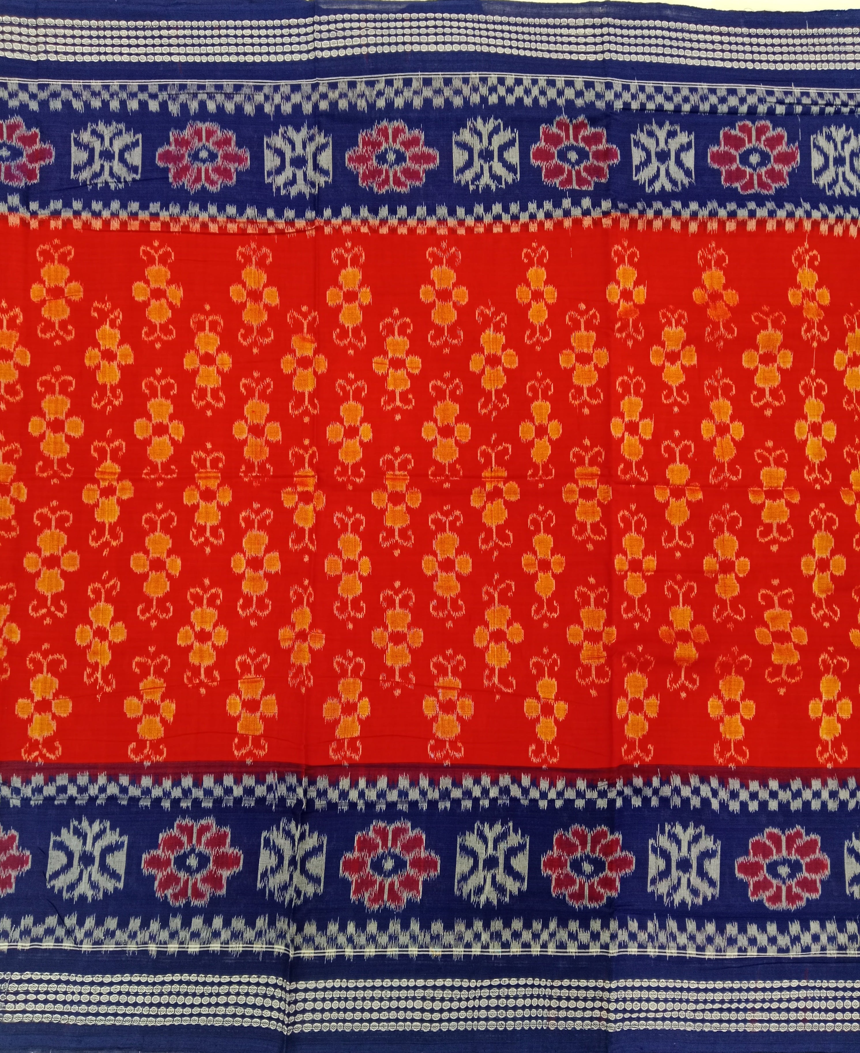 BRIGHT ORANGE SAMBALPURI HANDLOOM COTTON SAREE