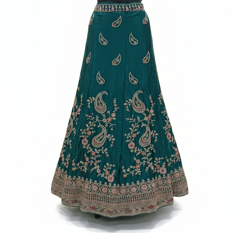 TEAL GREEN ORGANZA LEHENGA