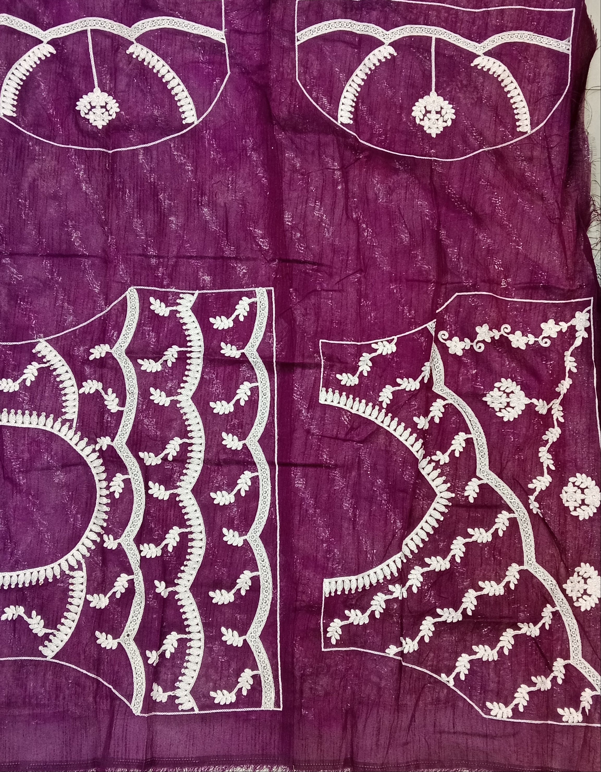PLUM AND WHITE SAREE