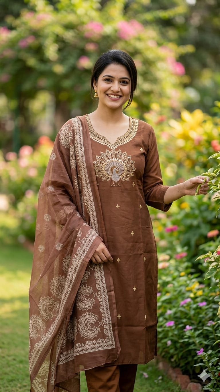 CHOCOLATE BROWN KURTI SET
