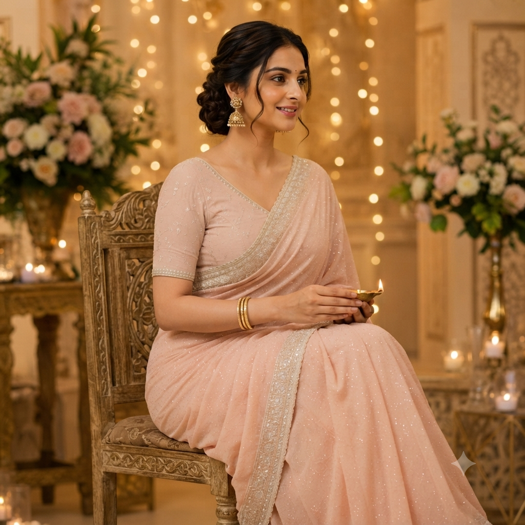 BLUSH PINK GEORGETTE SAREE
