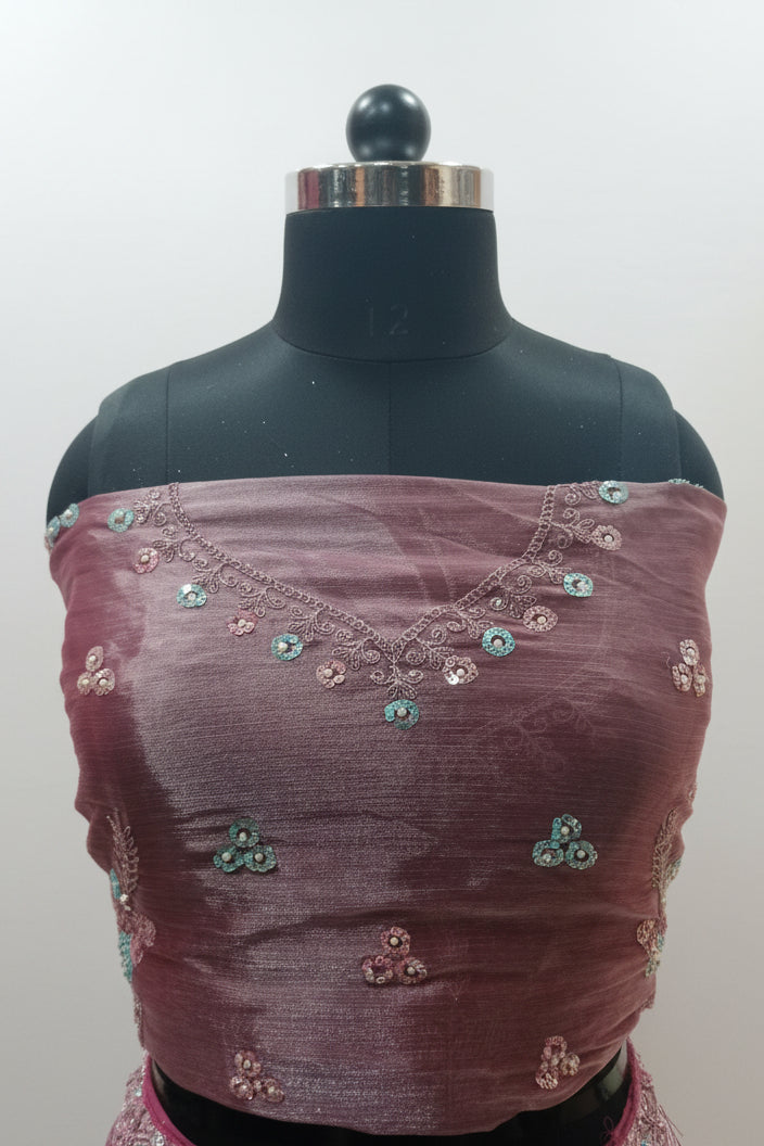 MAUVE STRAPLESS LEHENGA