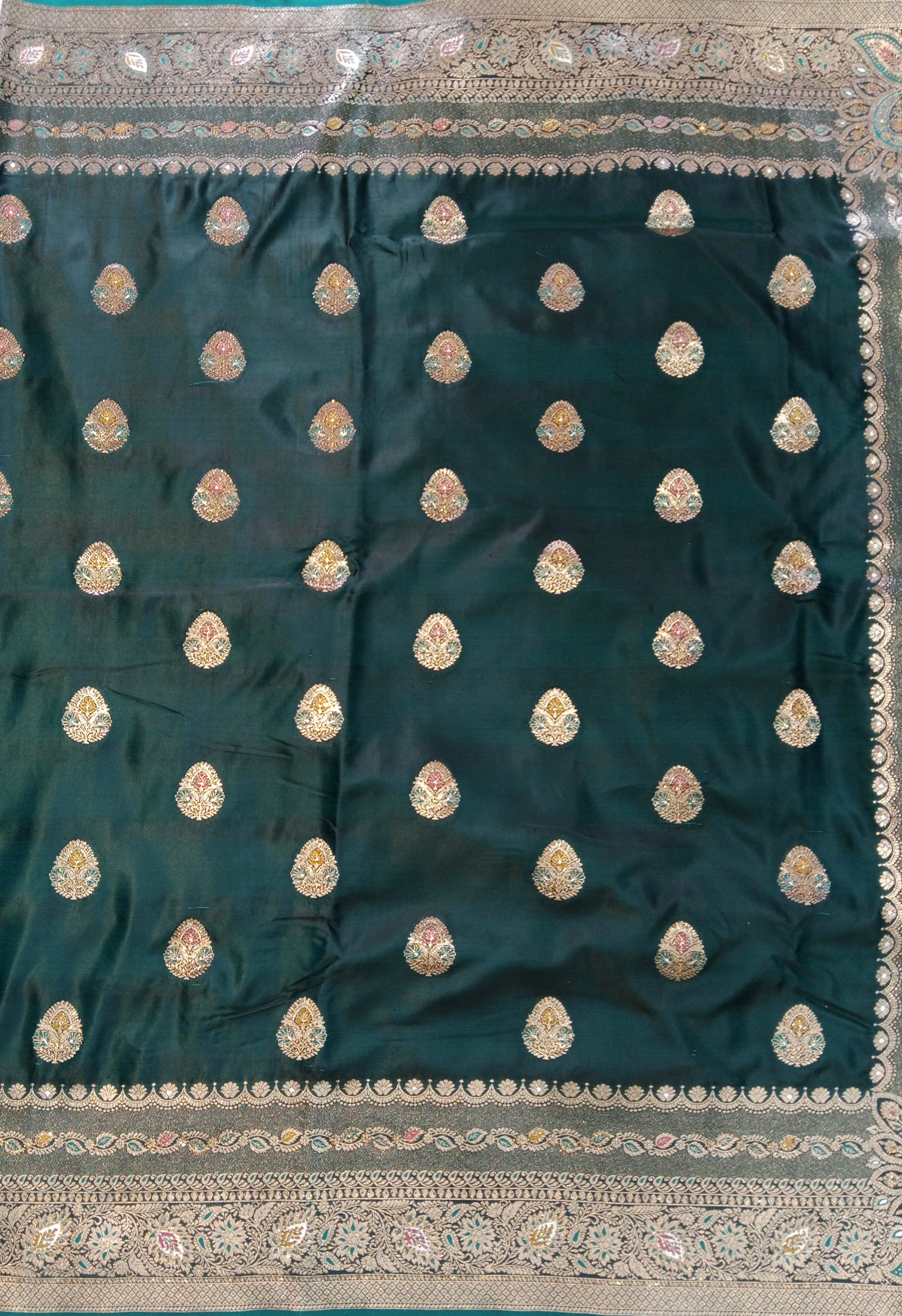 PEACOCK  TEAL BANARASI SILK SAREE