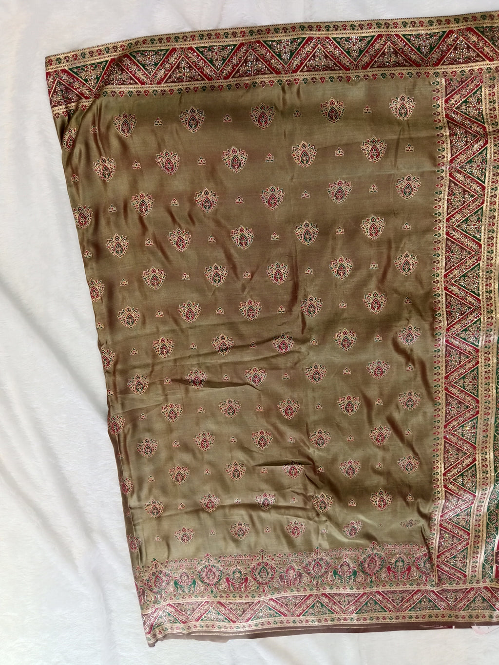 TAUPE MULTICOLOUR BANARASI SILK SAREE