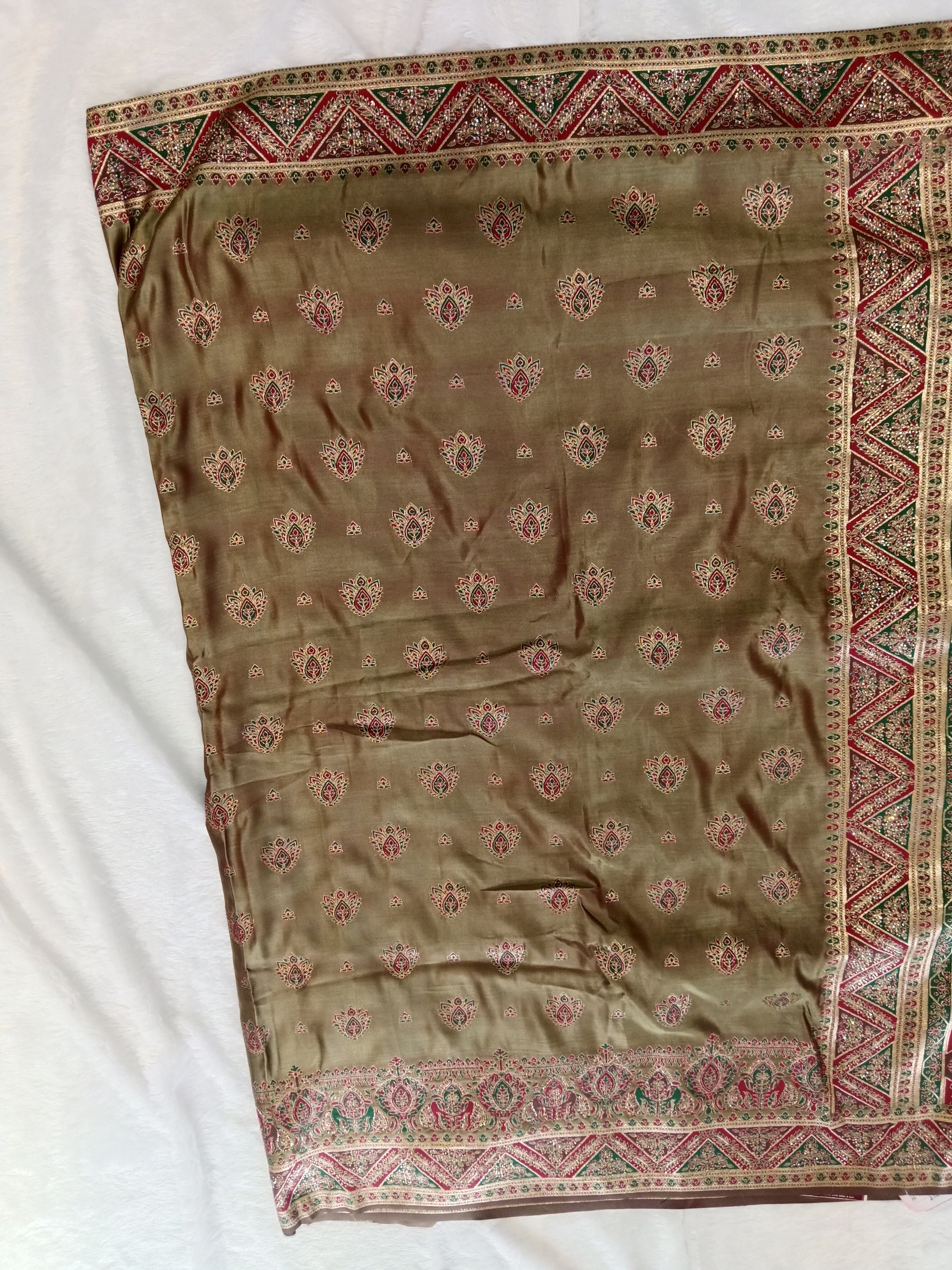 TAUPE MULTICOLOUR BANARASI SILK SAREE
