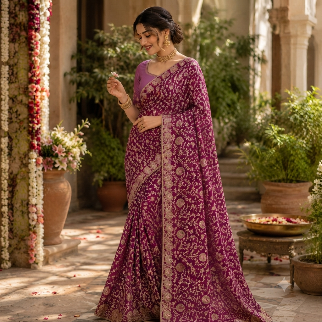 WINE-MAGENTA SAREE
