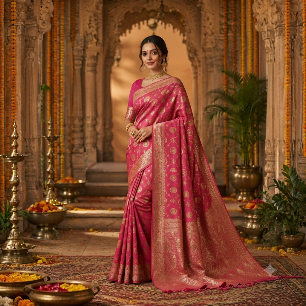 RANI PINK BANARASI SILK SAREE