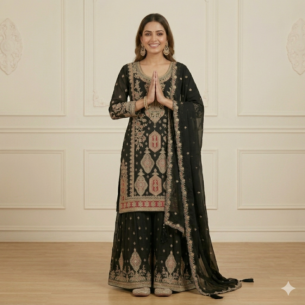 BLACK AND GOLD RUBY SHARARA