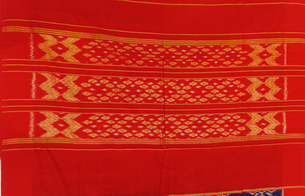 ROYAL BLUE BANDHANI -PRINT SAMBALPURI HANDLOOM COTTON SAREE
