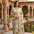 SAGE GREEN IVORY TIE-DYE SAREE