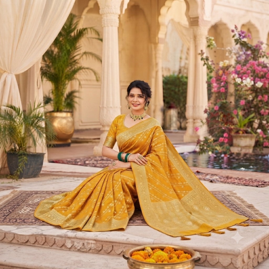 SUNSHINE YELLOW BANARASI SILK SAREE
