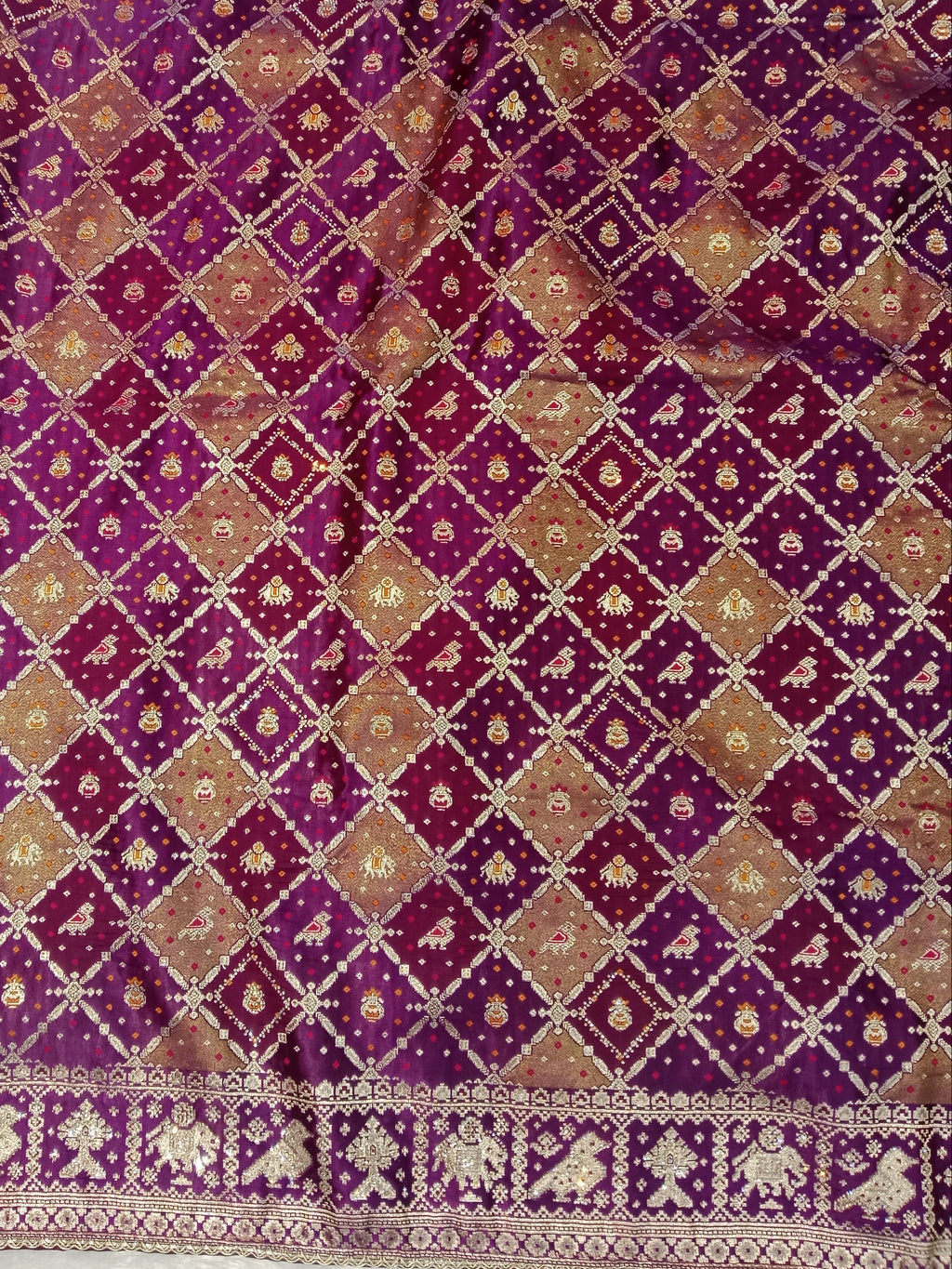 JAMUNI PURPLE BANARASI SILK SAREE WITH RUST ORANGE