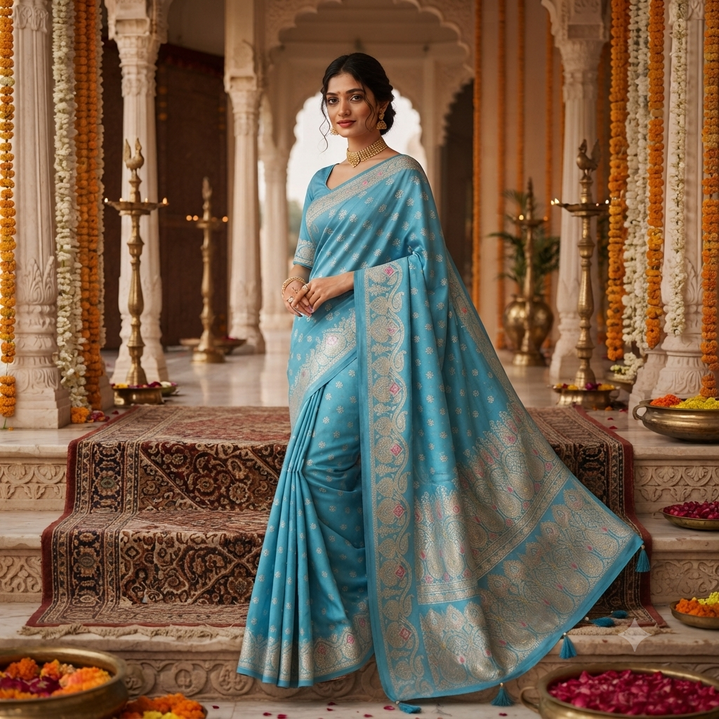 SKY BLUE BANARASI SILK SAREE